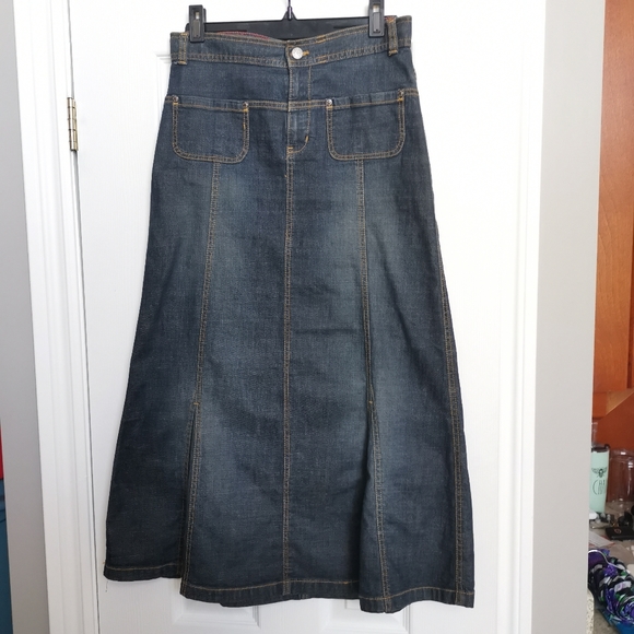 Gap Kids Denim Maxi Skirt , Y2K , 2000' , Dark Wash - Picture 2 of 11